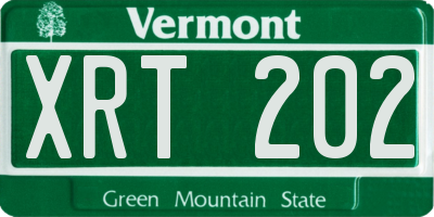 VT license plate XRT202