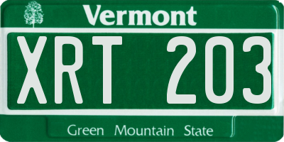 VT license plate XRT203