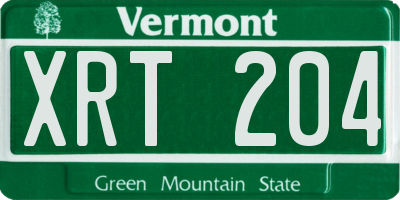 VT license plate XRT204