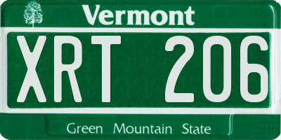 VT license plate XRT206