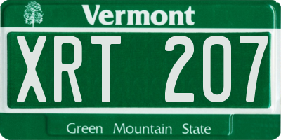 VT license plate XRT207