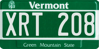 VT license plate XRT208