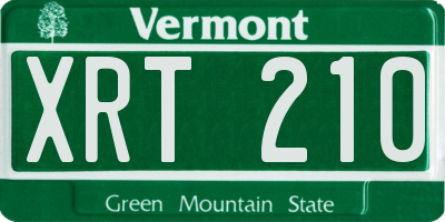 VT license plate XRT210