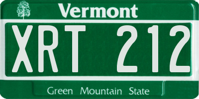 VT license plate XRT212