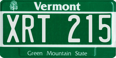 VT license plate XRT215