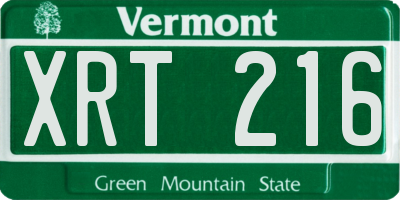 VT license plate XRT216
