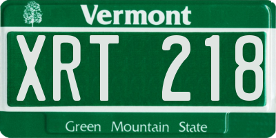 VT license plate XRT218