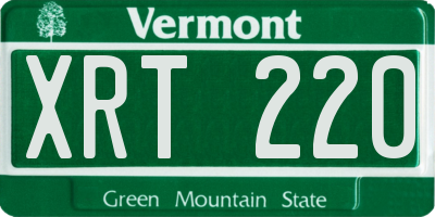 VT license plate XRT220