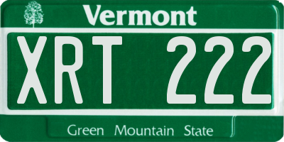 VT license plate XRT222