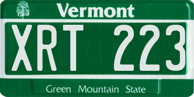 VT license plate XRT223