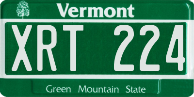 VT license plate XRT224
