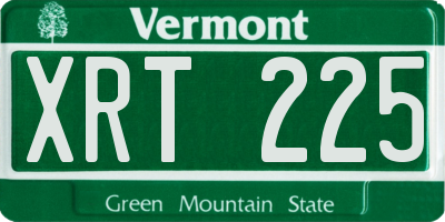 VT license plate XRT225