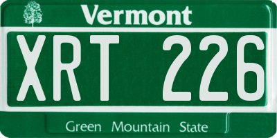 VT license plate XRT226