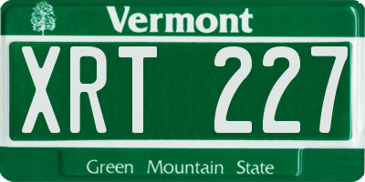 VT license plate XRT227