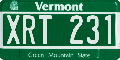 VT license plate XRT231