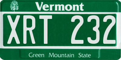 VT license plate XRT232