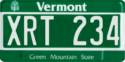 VT license plate XRT234