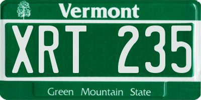 VT license plate XRT235