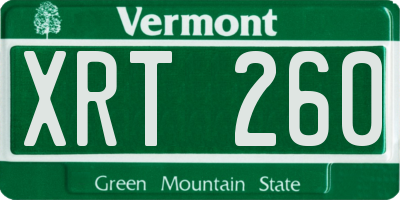 VT license plate XRT260
