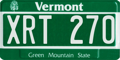 VT license plate XRT270