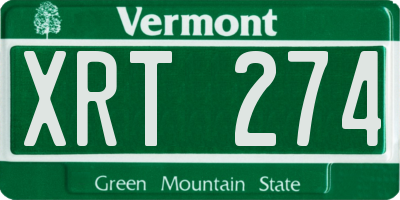 VT license plate XRT274