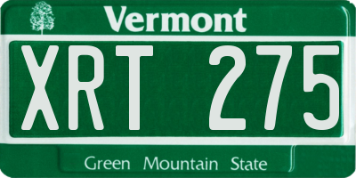VT license plate XRT275