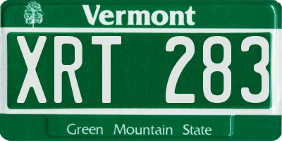 VT license plate XRT283