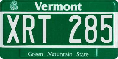 VT license plate XRT285
