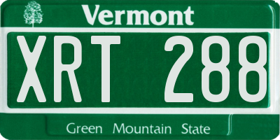 VT license plate XRT288
