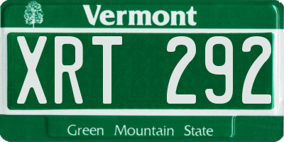 VT license plate XRT292