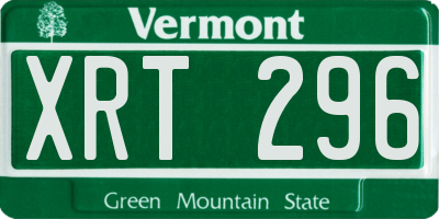 VT license plate XRT296