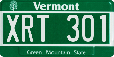 VT license plate XRT301