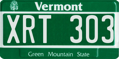 VT license plate XRT303