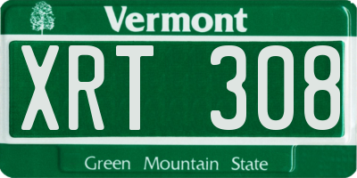 VT license plate XRT308