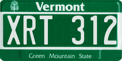 VT license plate XRT312