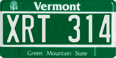 VT license plate XRT314