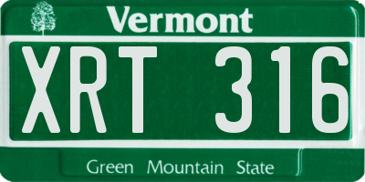 VT license plate XRT316