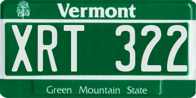 VT license plate XRT322