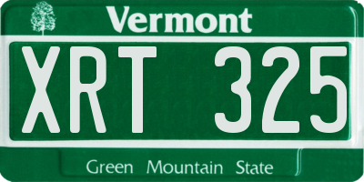 VT license plate XRT325