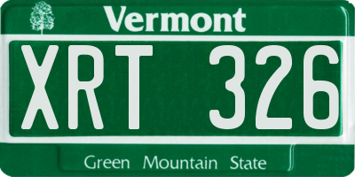 VT license plate XRT326