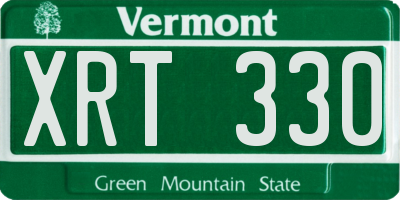 VT license plate XRT330