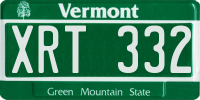 VT license plate XRT332