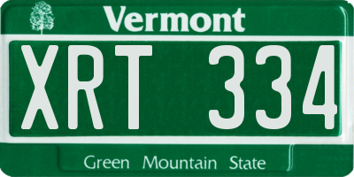 VT license plate XRT334