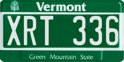 VT license plate XRT336
