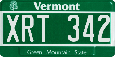 VT license plate XRT342