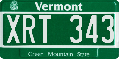 VT license plate XRT343