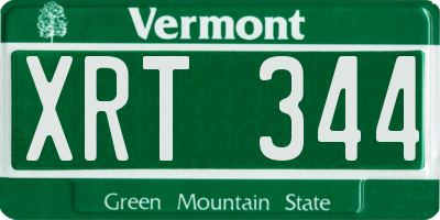 VT license plate XRT344