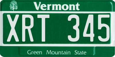 VT license plate XRT345