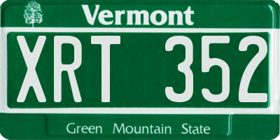 VT license plate XRT352