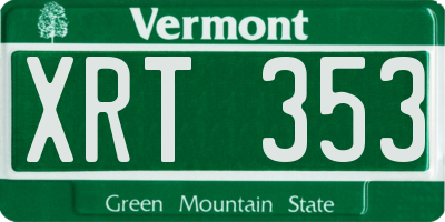 VT license plate XRT353